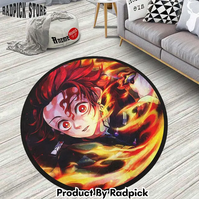Tanjirou kamado round rug custom demon slayer anime circle carpet  rp0001345